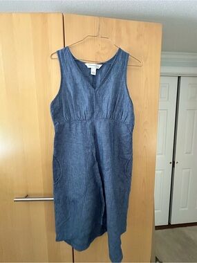 Thread & Table Sleeveless Denim Blue V-Neck Midi Dress